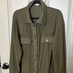 La Miel Olive Green Women's Fleece  Shacket NWOT Sz L